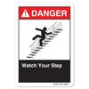 Signmission ANSI Danger Sign, Watch Your Step, 5in X 3.5in Decal, 3.5" H, 5" W, Landscape, Watch Your Step OS-DS-D-35-L-19898